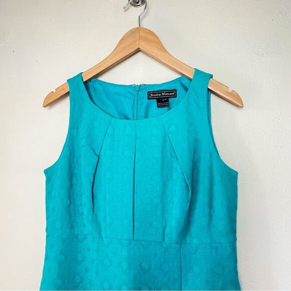 Jessica Howard Turquoise Sheath Dress | Sleeveless Shift MIDI Length Size 8 - Picture 6 of 16